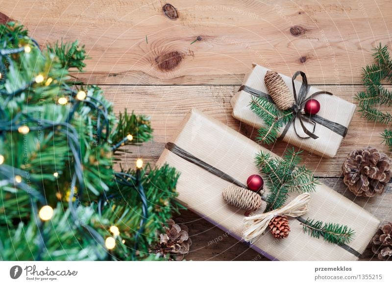 Christmas presents under a tree Tree Tradition Guest December Story Gift Home Horizontal Pine Rustic Seasons Wrap Colour photo Interior shot Close-up Detail