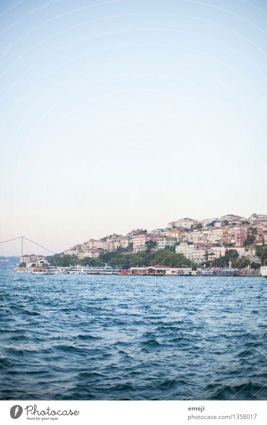 Asian part Environment Nature Sky Cloudless sky Beautiful weather Waves Coast Ocean Town Capital city Port City Natural Blue Istanbul Colour photo Exterior shot