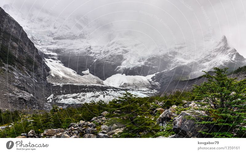 Glacier in the Torres del Paine National Park, Patagonia, Chile Vacation & Travel Tourism Snow Mountain Hiking Nature Landscape Clouds Colour Vantage point