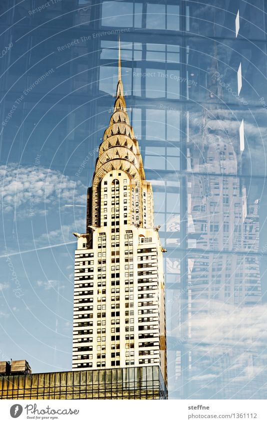 levels of meaning Beautiful weather Manhattan New York City USA Town Skyline High-rise Landmark Double exposure Elegant Chrysler Building Art deco Reflection