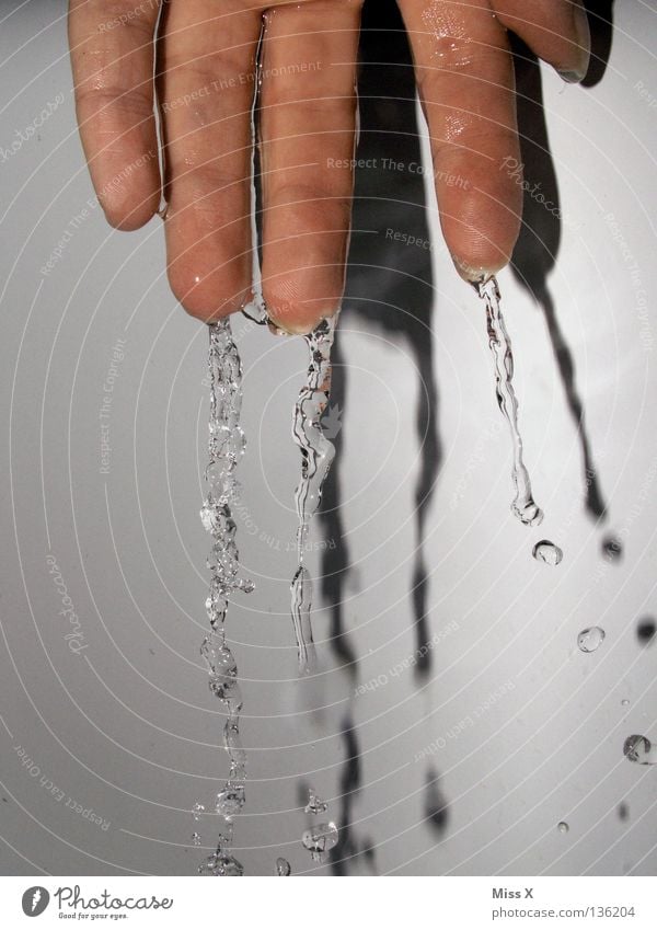 Running out of hands Colour photo Morning Drinking Swimming & Bathing Bathroom Hand Fingers Water Drops of water Rain Navigation Fresh Wet Blue White