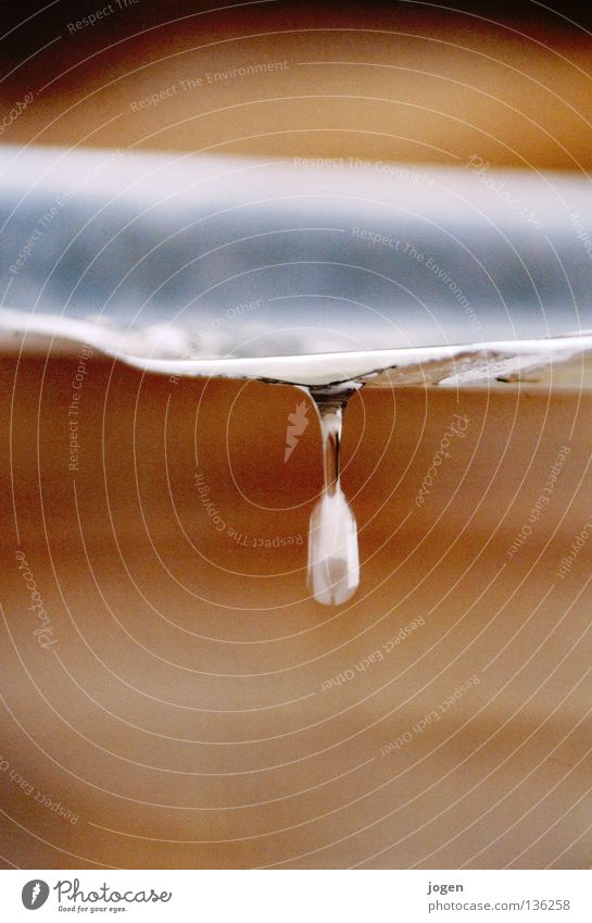 trickle Tin Eaves Gutter Snapshot Speed Flow Drops of water To fall Rainwater Rain gutter Melt water Macro (Extreme close-up) Close-up Power Force River Brook