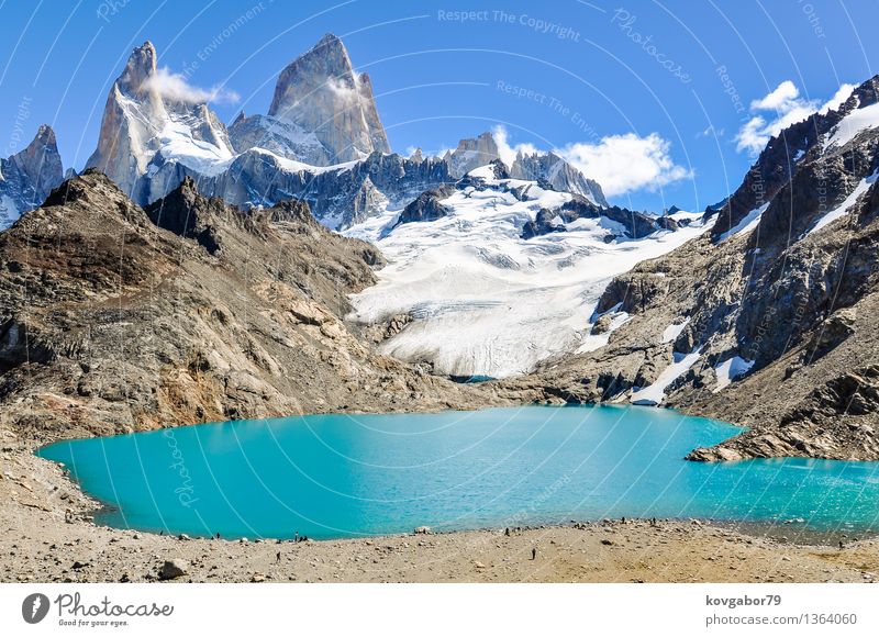 Lagoon Fitz Roy close to El Chalten, Argentina Snow Mountain Hiking Climbing Mountaineering Nature Landscape Sky Park Rock Glacier Lake Blue Patagonia