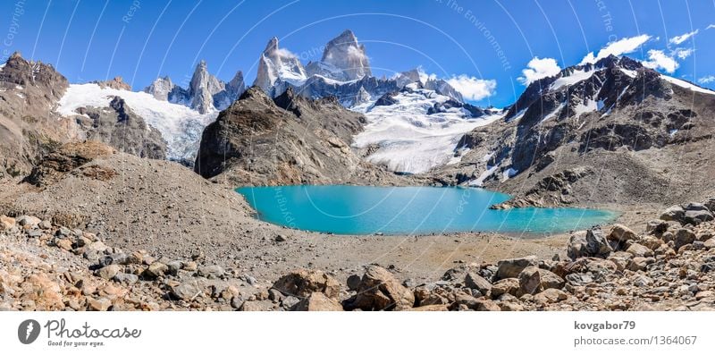 Panorama, Fitz Roy close to El Chalten, Argentina Snow Mountain Hiking Climbing Mountaineering Nature Landscape Sky Park Rock Glacier Lake Blue Patagonia