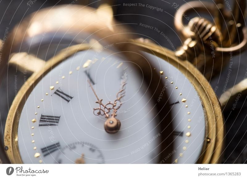 Pocket Watch 8 Clock Fob watch Glass Metal Gold Digits and numbers Glittering Yellow Gray Black White Prompt Transience Time Bag Measure Retro Mechanics Things