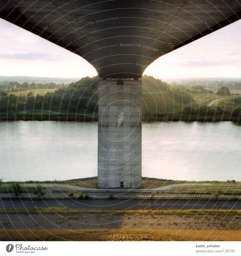 Kiel Canal Schleswig-Holstein Concrete Navigation mirror symmetry Bridge Evening Sewer Water