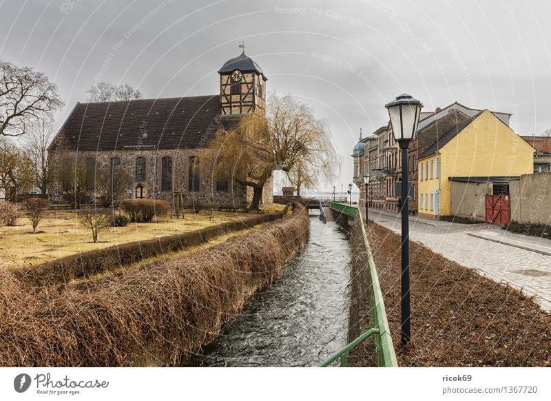 Prenzlau House (Residential Structure) Clouds Tree Park Brook Town Old town Manmade structures Building Architecture Tourist Attraction Street Tradition Church