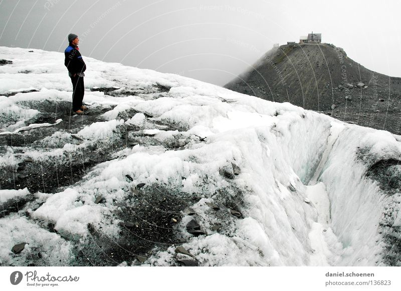 over the glacier Clouds Peak Go up Dramatic Black White Switzerland Bernese Oberland Hiking Back-light Mountaineering Dangerous Leisure and hobbies Endurance