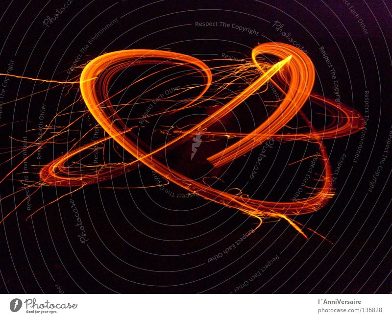 Zick & Zack through time Tracer path Long exposure Night Exterior shot Blaze Bright Energy industry Electricity