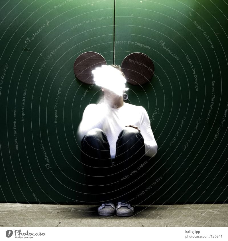 From the mouse Rodent Animal Man Light Mouse trap Long exposure Tails Comic Quote Walt Disney Crouch Movement Humor Obscure peep Ear Mickey Mouse costume