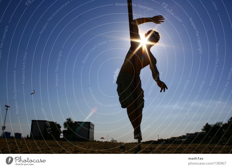 Slacklines III Black Back-light Light Ocean Beach Balance Contentment Concentrate Blue Sun Shadow beache Slacklining