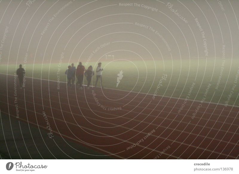 fog run IV Fog Night Runner Marathon Long distance Stripe Sports Dark Mystic Radiation Autumn Power Force Walking floodlit Stairs Handrail Lawn Railroad Healthy