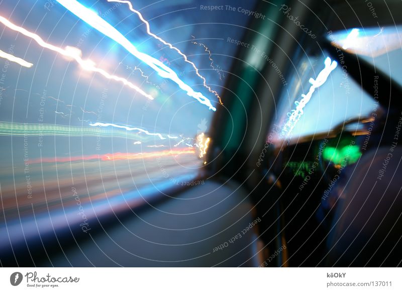 warp Colour photo Experimental Light Light (Natural Phenomenon) Long exposure Tunnel Car Infinity Bright Speed Blue Green White Euphoria Life Surrealism