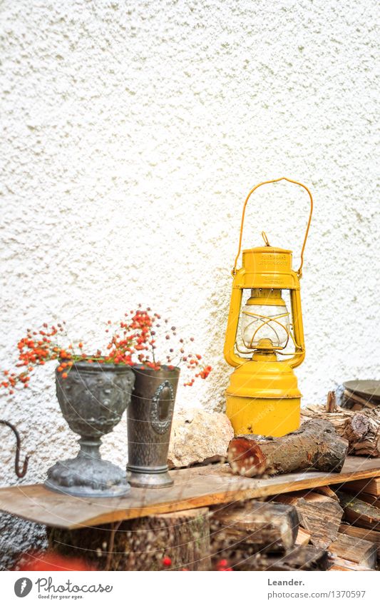 Garden decoration lantern Wall (barrier) Wall (building) Decoration Yellow Design Idea Uniqueness Inspiration Calm Lantern Rawanberry Colour photo