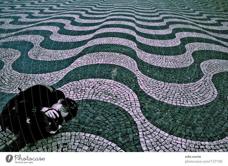 Onde Lisbon Portugal Dance floor Detail Europe Woman Lisbona place waves architecture