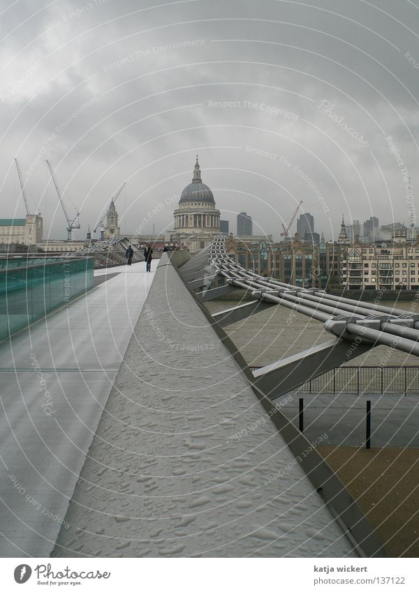 London in the rain Rain Clouds Fog Steel House (Residential Structure) Crane Bird Gray Autumn Town English Wet Bad weather Themse London Borough of Southwark