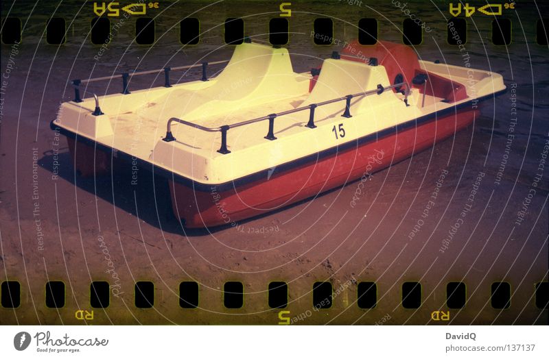 spaceship landing Watercraft Pedalo Tread Come Beach Summer Film Joy Lomography Ocean driven Motor barge plastic boat pedal drive Movement Target disembark