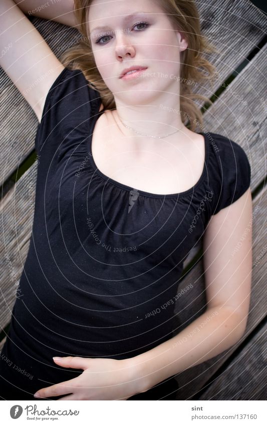 Sundays at the lake Relaxation Summer Human being Hand Beauty Photography Woman Footbridge Lake Portrait photograph Lips Joy relaxing young sun water females