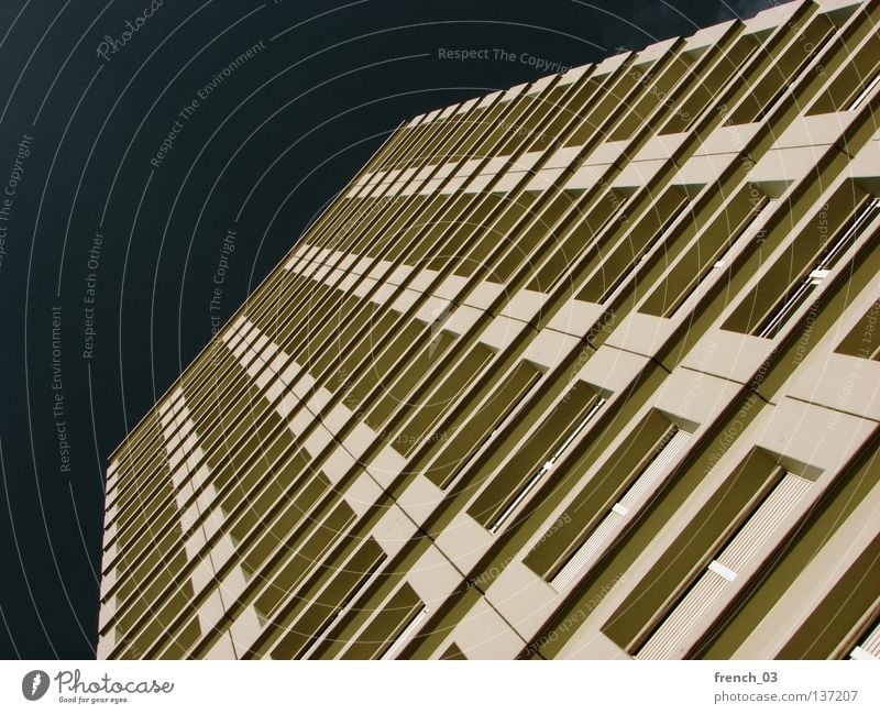 my home is my castle III High-rise House (Residential Structure) Block Concrete Wall (barrier) Wall (building) Gray Cement Window Grating Yellow Clouds Under