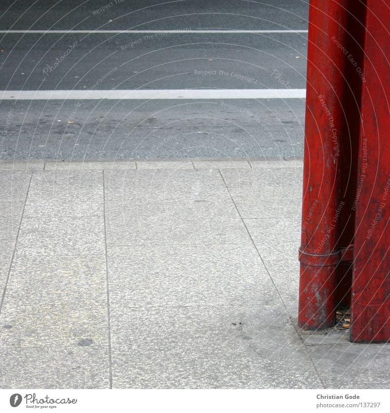 Rot Weiss bus stop Driving Transport Concrete Hard Asphalt Steel Iron Sidewalk Median strip Rule Red Graz Black White Going Pedestrian Bus stop Weatherproof