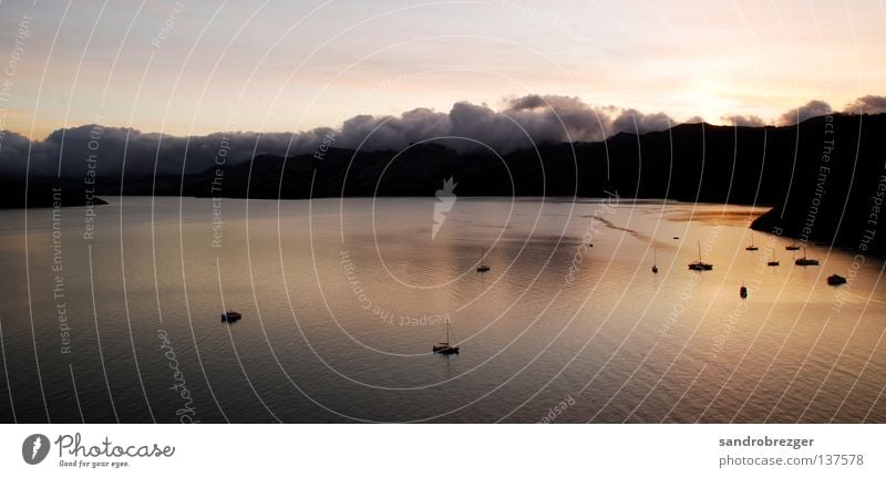 Early in the morning New Zealand Clouds Morning Calm Watercraft Sailboat Mountain