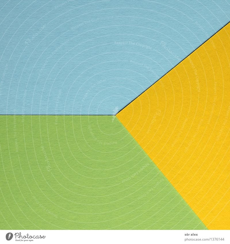 Yellow and blue mixed Cardboard Blue Green Handicraft Background picture Triangle Leisure and hobbies Illustration Graph Graphic Colour photo Interior shot