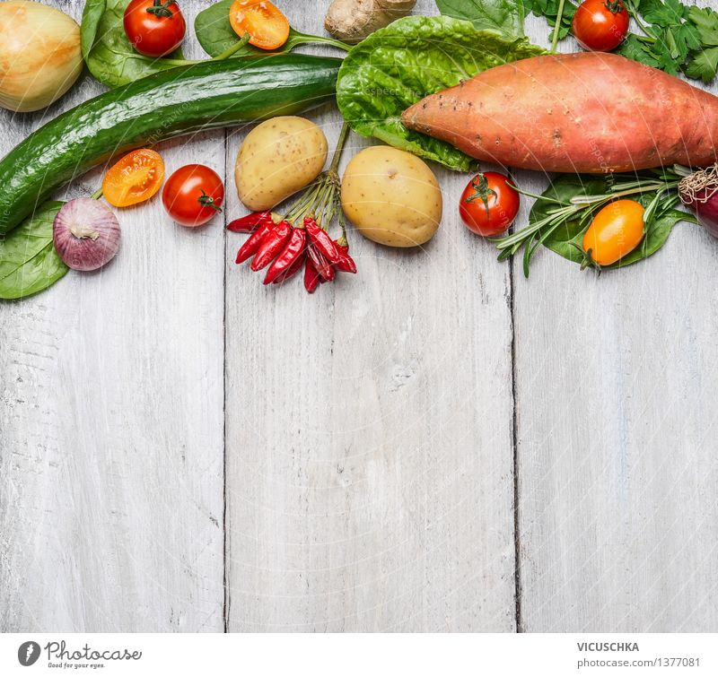 Organic farm vegetables and ingredients for healthy cooking Food Vegetable Nutrition Lunch Dinner Banquet Organic produce Vegetarian diet Diet Style Design