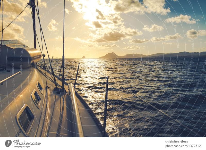 Direction horizon Vacation & Travel Adventure Aquatics Sailing Landscape Water Ocean Caribbean Caribbean Sea trade wind Navigation Boating trip Yacht Sailboat