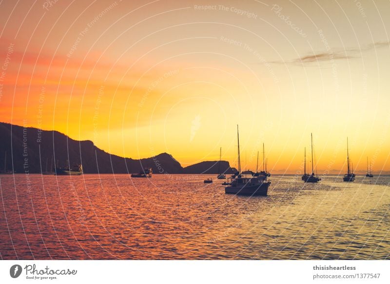 Sundown in Bequia Water Sky Horizon Sunrise Sunset Hill Coast Bay Fjord Ocean Island Yacht Sailboat Sailing ship Harbour Yacht harbour Anchor Dream Sadness