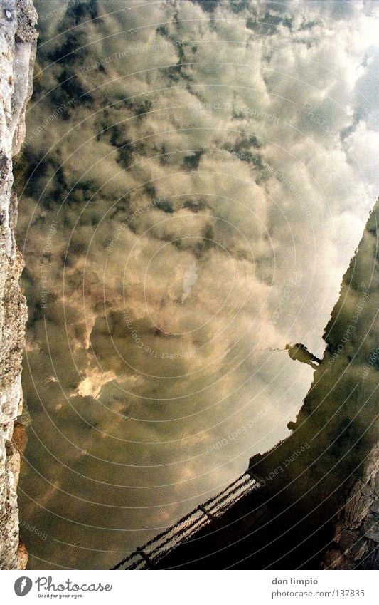 supernova Clouds Reflection Supernova Analog Double exposure Sky Water River Bridge Human being ebv