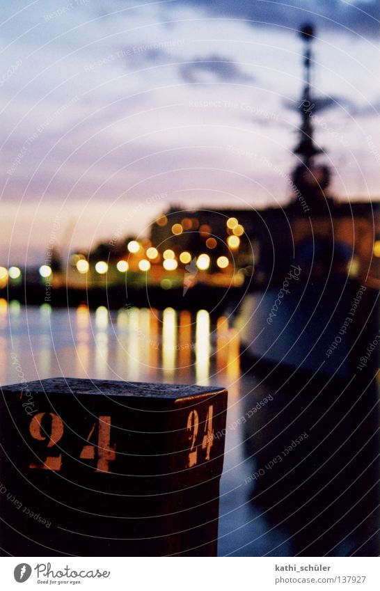 Evening in the harbour France Watercraft Bollard Town Reflection Harbour Nantes Light Sky