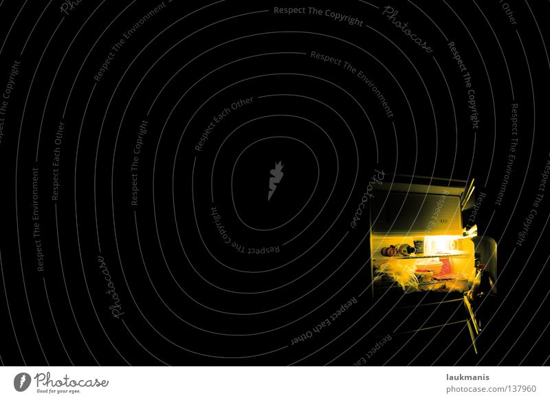 Fridge (at night I take a food photo) Icebox Far-off places Black Nutrition Dark Night Light Lamp Kitchen Wake up Room Appetite Thirst