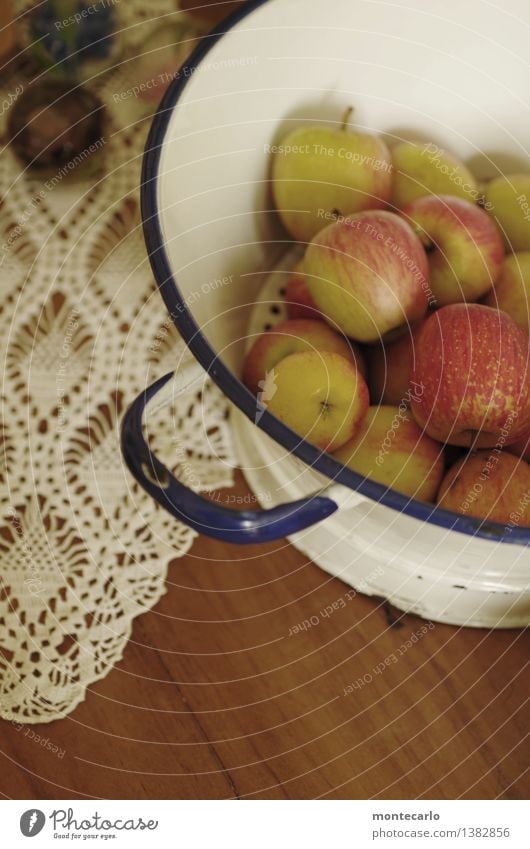 please access... Food Fruit Apple Nutrition Organic produce Sieve Bowl Decoration Collector's item Enamel Table Tablecloth Wood Metal Fragrance Authentic Simple