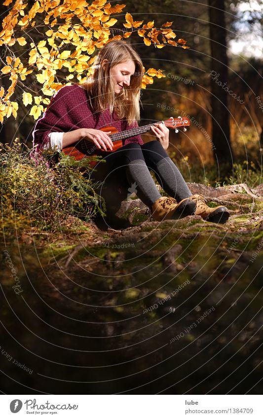 Kylee with Ukulele III Happy Harmonious Well-being Contentment Relaxation Calm Meditation Young woman Youth (Young adults) Music Listen to music Concert Guitar