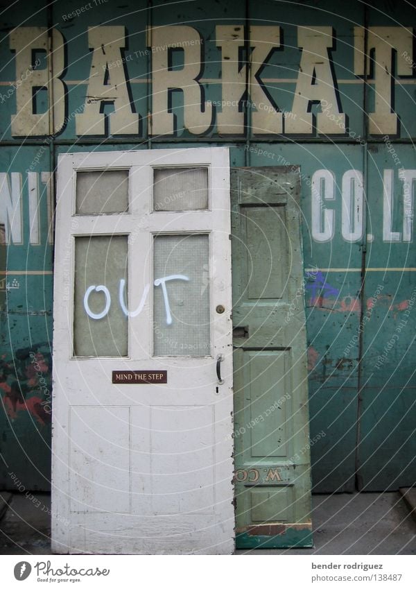 Out of Manchester Turquoise Exterior shot Derelict Door out barque Moving (to change residence) Loneliness