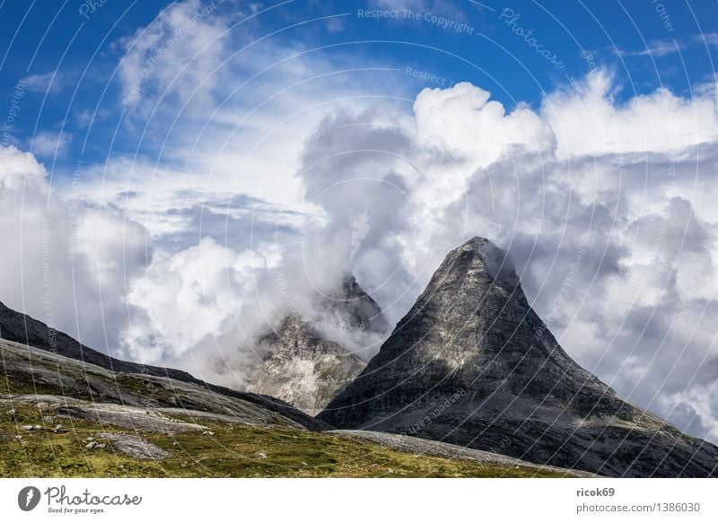 mountains Relaxation Vacation & Travel Mountain Nature Landscape Clouds Rock Peak Idyll Tourism Norway Møre og Romsdal destination Sky voyage Scandinavia