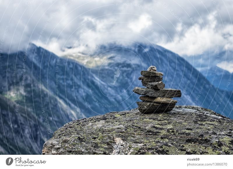 Mountains in Norway Relaxation Vacation & Travel Nature Landscape Clouds Rock Peak Stone Idyll Tourism Stack Møre og Romsdal destination Sky voyage Scandinavia