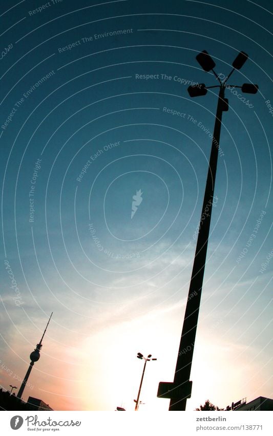 Alex Alexanderplatz Lantern Lamp Light Twilight Sunset Berlin Sky Architecture alex Capital city Thick B Berlin TV Tower radio and ukw tower Lighting Evening