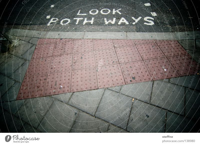 LOOK BOTH WAYS Tourist Risk of accident England Australia Left-hand traffic Traverse Dangerous Lane markings Pedestrian Foreigner European Brighton Transport