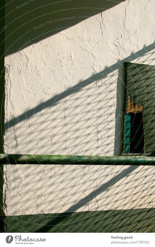 racecourse Kiosk Rod Green Window Broken Fence Metal post Derelict Grief Past Shadow faded splashed Sadness bygone times Outdoor shot without flash Oxydation