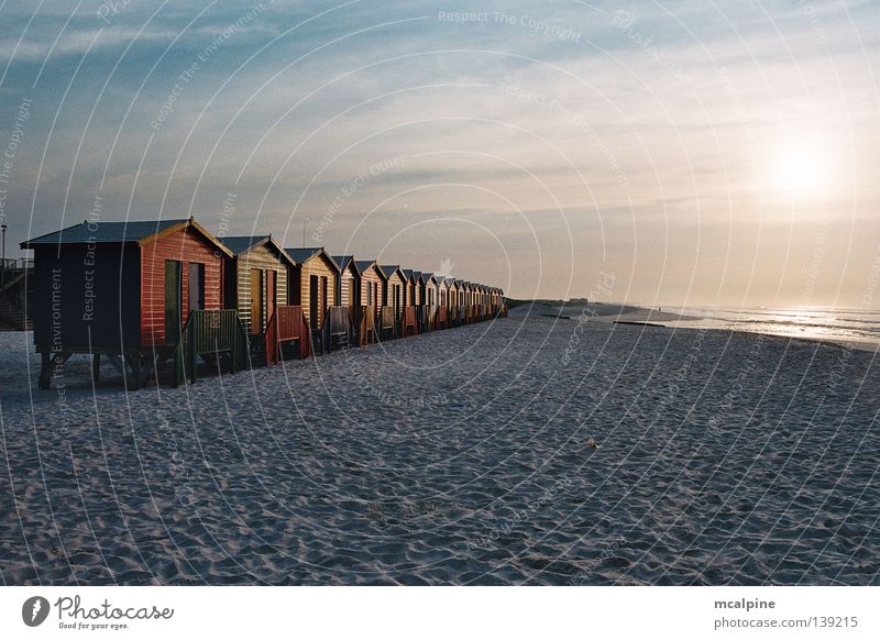 Bath cabins #2 Cape Town Ocean Beach Sunrise Sunset South Africa Red Green Yellow Coast bathing boxes bathboxes Colour colours beach huts Blue