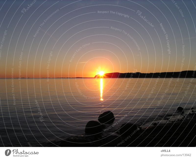 Rügen Sunset II Sunbeam Ocean Lighting Evening Water Coast Stone Reflection