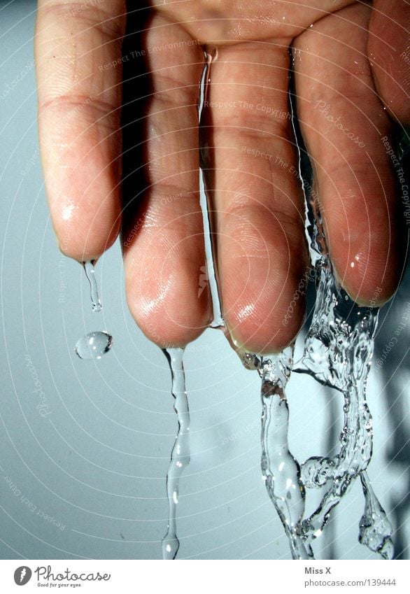 Cool Wet Colour photo Swimming & Bathing Bathroom Hand Fingers Water Drops of water Fresh Cold Clean Blue fingertips Wash Refreshment Take a shower