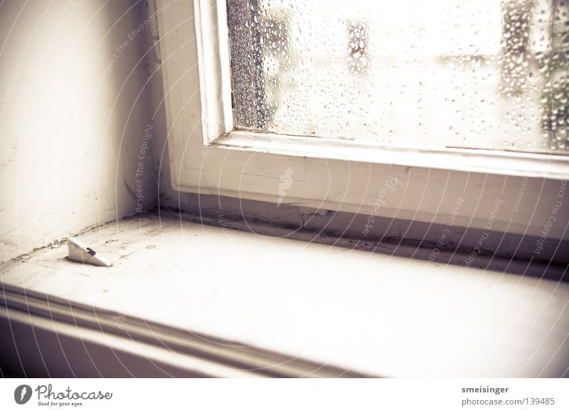 Window with raindrops on it ... Rain Dust Window frame Window board White Light Old building Living or residing Lomography Glass