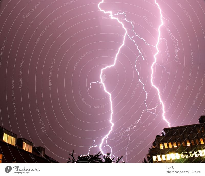 stormy Cologne Lightning Night Force of nature Dangerous Storm Gale Flashy Thunder and lightning Long exposure Rain Threat flash Bright