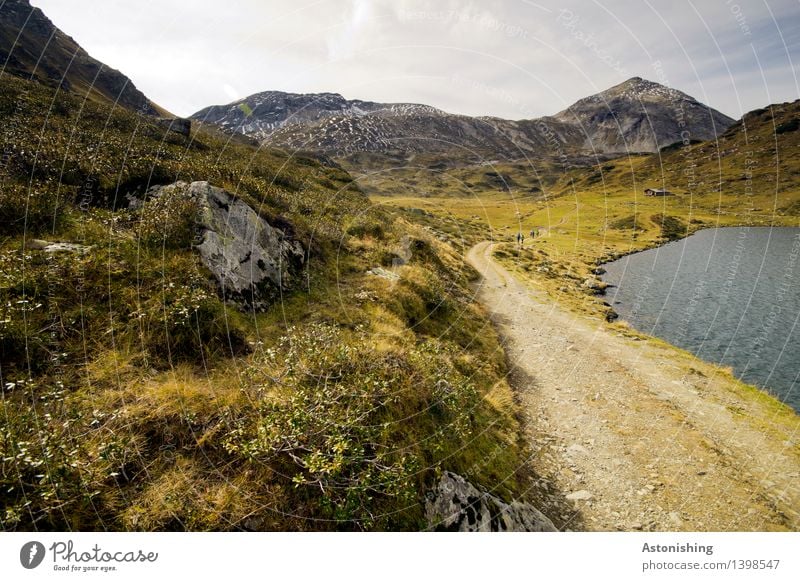 on the way... Environment Nature Landscape Plant Earth Sky Clouds Horizon Autumn Weather Grass Bushes Moss Hill Rock Alps Mountain Waves Lakeside Schladming