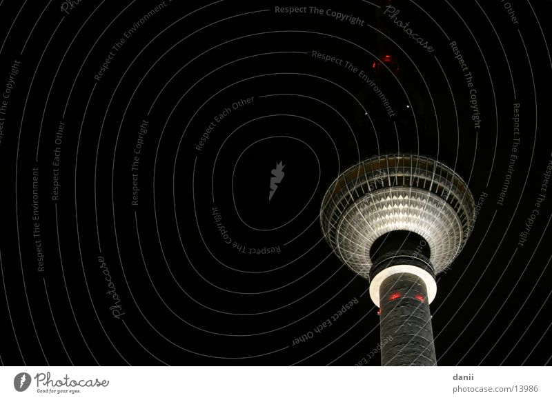 tower in the dark Alexanderplatz Night Lighting Architecture Berlin TV Tower telespargel