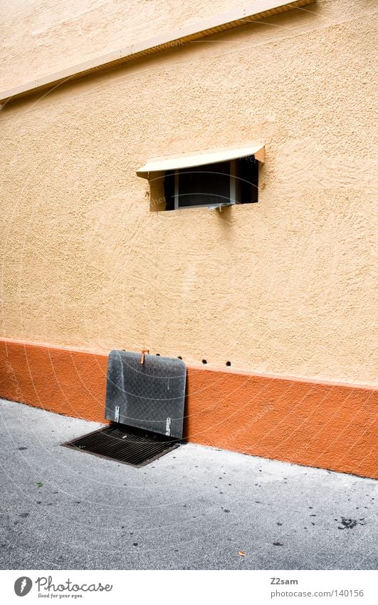 SIMPLE good Simple Flap Window Tar Concrete Multicoloured Wall (building) House (Residential Structure) Architecture Reduce Colour Orange Structures and shapes