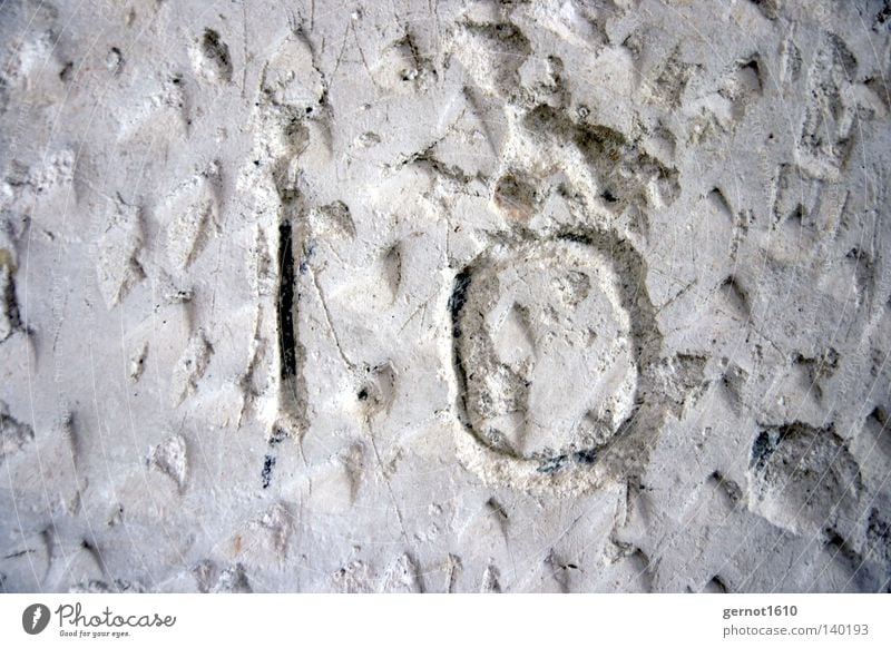 10. Digits and numbers Plaster Wall (building) Signs and labeling Graffiti White Black Hoe Chop Furrow Art Arts and crafts  House of worship Derelict