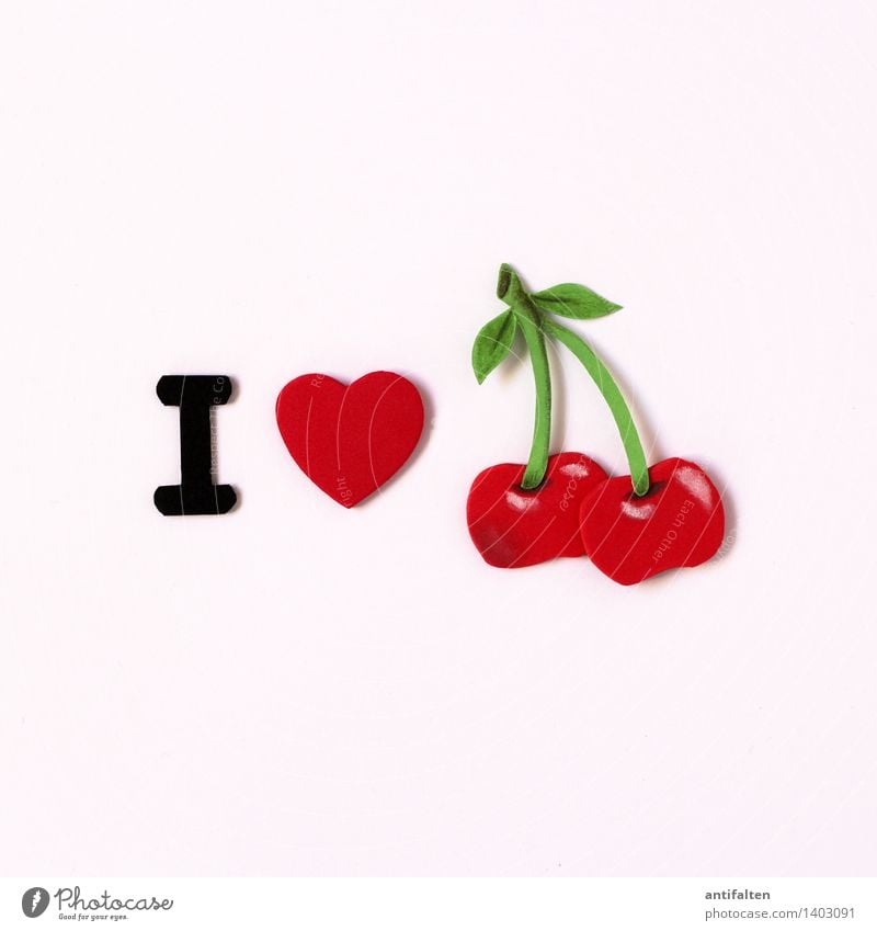 I <3 cherry Food Fruit Cherry Nutrition Eating Vegetarian diet Diet Leisure and hobbies Handcrafts Home improvement Handicraft Art Sign Characters Heart Cute